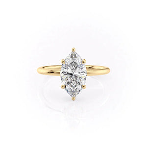 The Low Profile Kamellie Set With A 1 Carat Marquise 14K Yellow Gold Lab Diamond