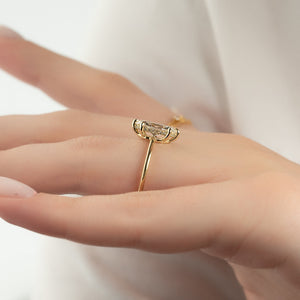 The Low Profile Kamellie Set With A 1 Carat Marquise 14K Yellow Gold Lab Diamond