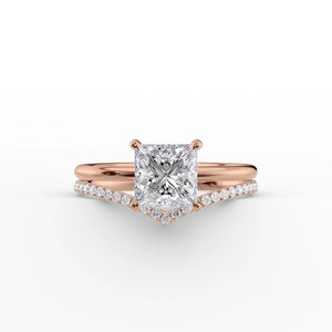 The Low Profile Kamellie Set With A 3 Carat Princess 18K Rose Gold Lab Diamond