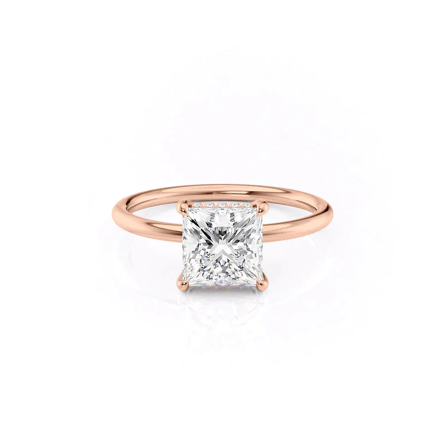 The Low Profile Kamellie Set With A 3 Carat Princess 18K Rose Gold Lab Diamond