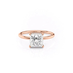 The Low Profile Kamellie Set With A 3 Carat Princess 18K Rose Gold Lab Diamond