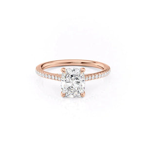 The Pave Claire Set With A 2.5 Carat E. Cushion 14K Rose Gold Lab Diamond