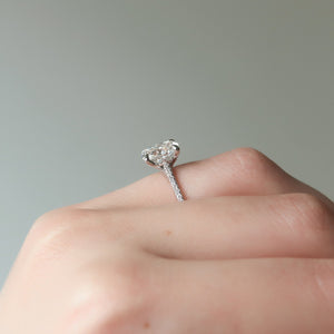 The Pave Claire Set  With A 4.5 Carat E. Cushion 18K White Gold Moissanite
