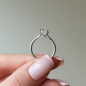 The Pave Claire Set  With A 1.5 Carat E. Cushion 14K White Gold Moissanite