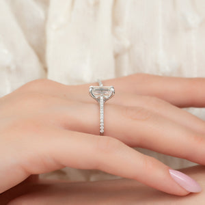The Claire Set  With A 2.5 Carat Emerald 14K White Gold Moissanite