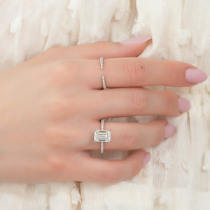 The Claire Set  With A 2.5 Carat Emerald 14K White Gold Moissanite
