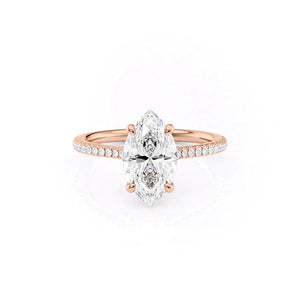 The Pave Claire Set With A 2 Carat Marquise 14K Rose Gold Lab Diamond