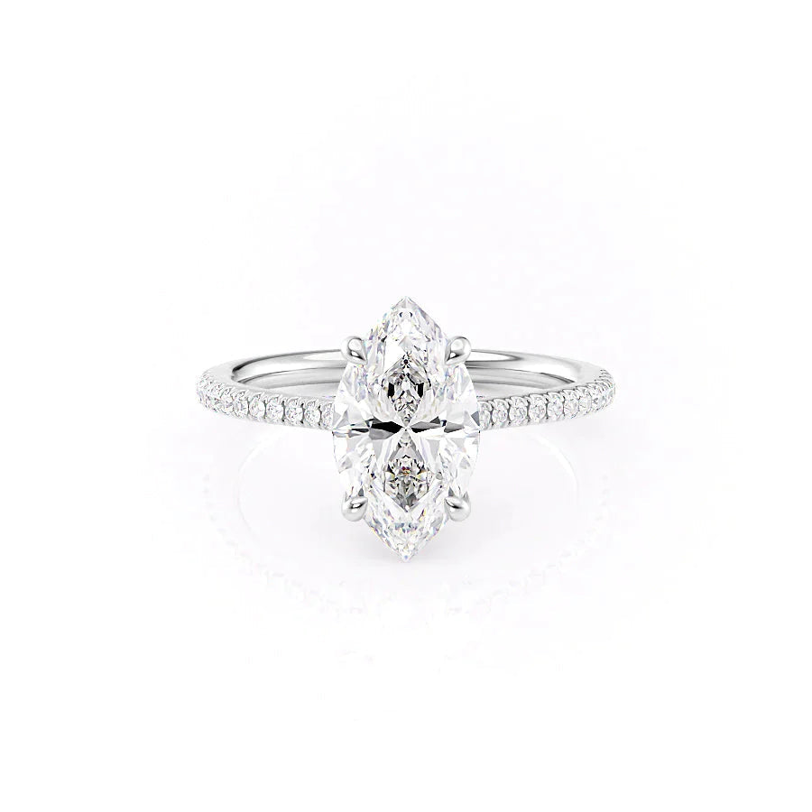 The Pave Claire Set With A 2.5 Carat Marquise 18K White Gold Lab Diamond