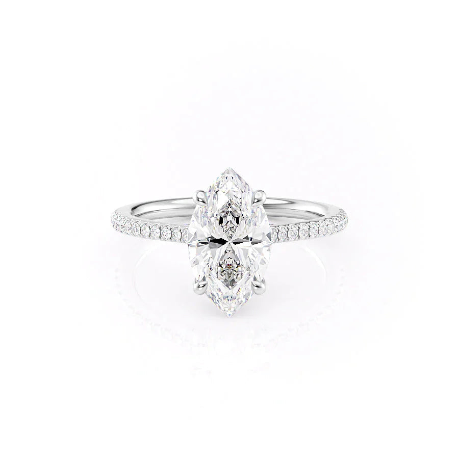The Pave Claire Set  With A 1.5 Carat Marquise 14K White Gold Moissanite