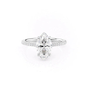 The Pave Claire Set With A 1 Carat Marquise 18K White Gold Lab Diamond