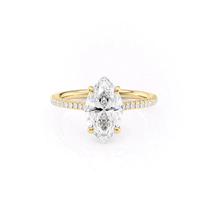 The Pave Claire Set With A 1.5 Carat Marquise 14K Yellow Gold Lab Diamond