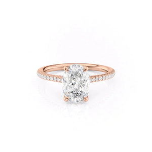 The Pave Claire Set  With A 1 Carat Oval 14K Rose Gold Moissanite