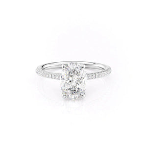 The Pave Claire Set  With A 1 Carat Oval 18K White Gold Moissanite