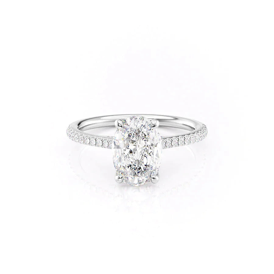 The Pave Claire Set With A 1 Carat Oval 14K White Gold Lab Diamond