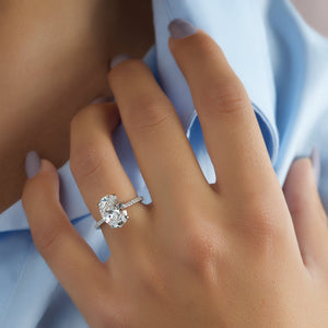 The Pave Claire Set  With A 3 Carat Oval 18K White Gold Moissanite