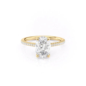 The Pave Claire Set  With A 4.5 Carat Oval 18K Yellow Gold Moissanite