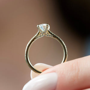 The Pave Claire Set  With A 2 Carat Oval 18K Yellow Gold Moissanite