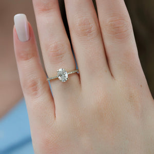 The Pave Claire Set  With A 4 Carat Oval 14K Yellow Gold Moissanite