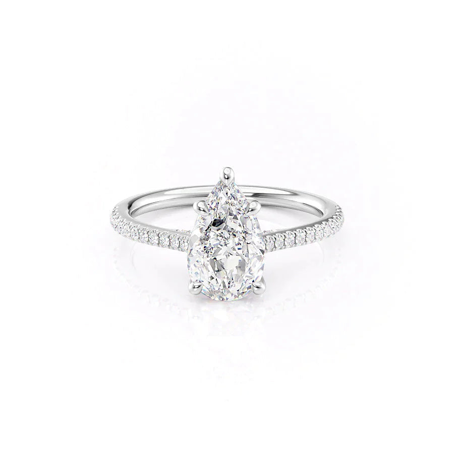 The Pave Claire Set With A 2.5 Carat Pear 14K White Gold Lab Diamond