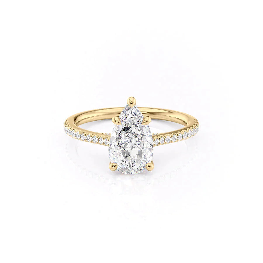 The Pave Claire Set With A 2.5 Carat Pear 14K Yellow Gold Lab Diamond