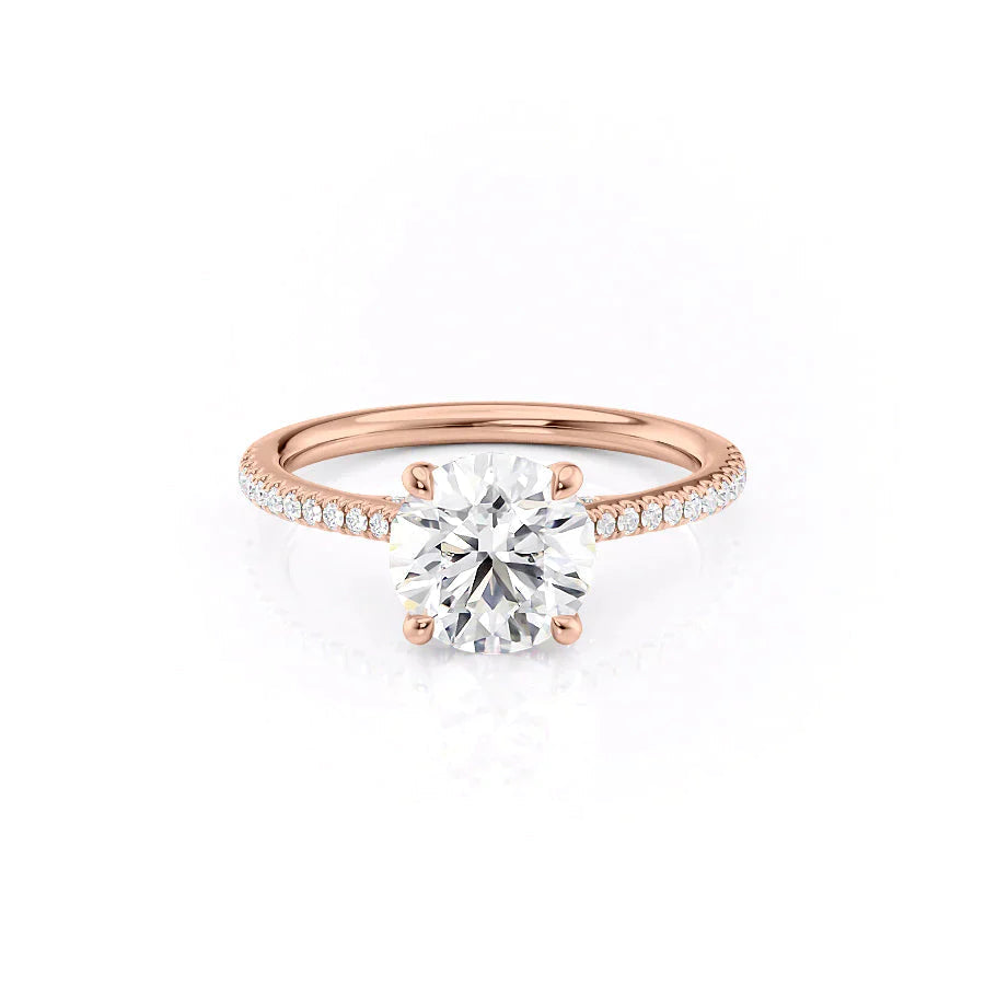 The Pave Claire Set  With A 5 Carat Round 14K Rose Gold Moissanite