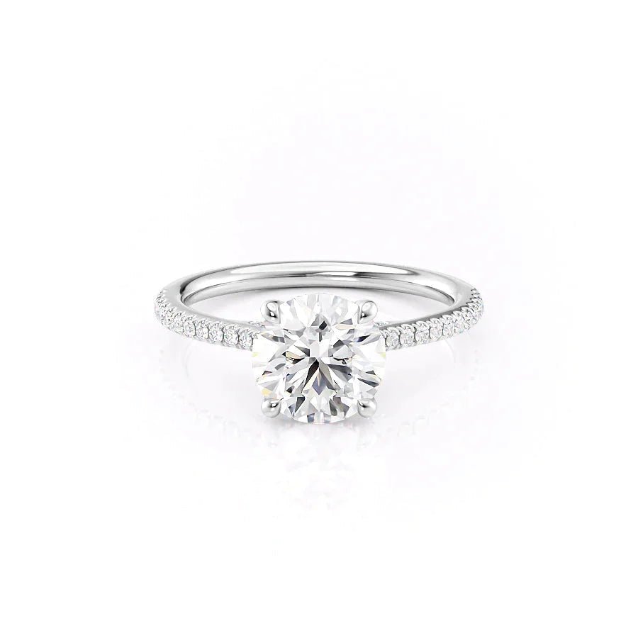 The Pave Claire Set With A 1.5 Carat Round 14K White Gold Lab Diamond