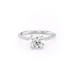 The Pave Claire Set  With A 1.5 Carat Round 18K White Gold Moissanite