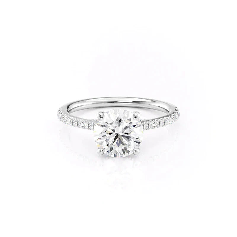 The Pave Claire Set  With A 5 Carat Emerald 18K White Gold Moissanite