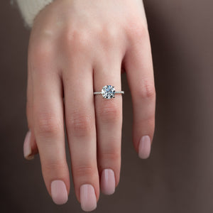 The Pave Claire Set  With A 5 Carat Round 18K White Gold Moissanite