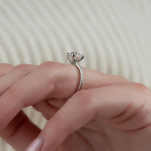 The Pave Claire Set  With A 4 Carat Round 18K White Gold Moissanite