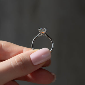 The Pave Claire Set  With A 3 Carat Round 18K White Gold Moissanite