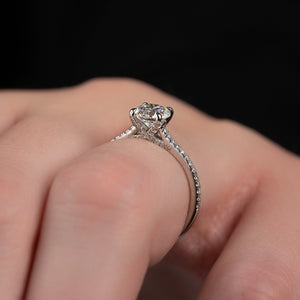 The Pave Claire Set  With A 3 Carat Round 18K White Gold Moissanite