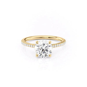 The Pave Claire Set  With A 5 Carat Round 18K Yellow Gold Moissanite
