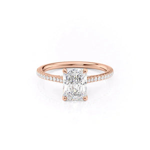 The Pave Claire Set  With A 5 Carat Radiant 14K Rose Gold Moissanite