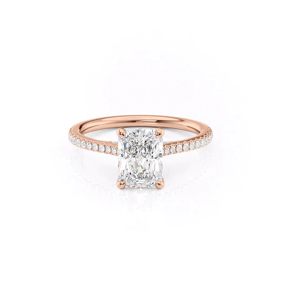 The Pave Claire Set With A 1 Carat Radiant 14K Rose Gold Lab Diamond