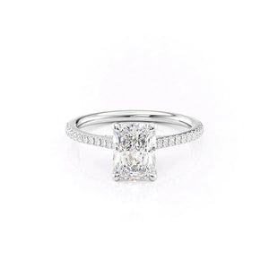 The Pave Claire Set  With A 2 Carat Radiant 18K White Gold Moissanite