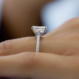 The Pave Claire Set  With A 1.5 Carat Radiant 18K White Gold Moissanite