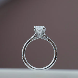 The Pave Claire Set  With A 1 Carat Radiant 14K White Gold Moissanite