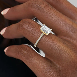 The Claire Set  With A 1.5 Carat Radiant 18K Yellow Gold Moissanite
