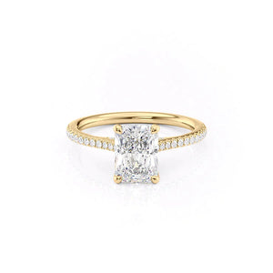 The Pave Claire Set  With A 5 Carat Radiant 14K Yellow Gold Moissanite