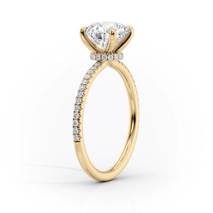 The Pave Nelly Set  With A 1 Carat Oval 18K Yellow Gold Moissanite