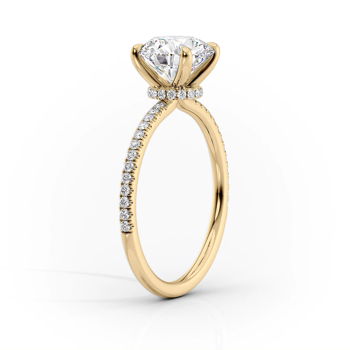 The Nelly Set With A 1 Carat Cushion 18K Yellow Gold Lab Diamond