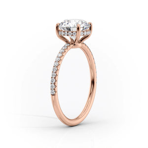 The Low Profile Kamellie Set With A 2 Carat Cushion 14K Rose Gold Lab Diamond