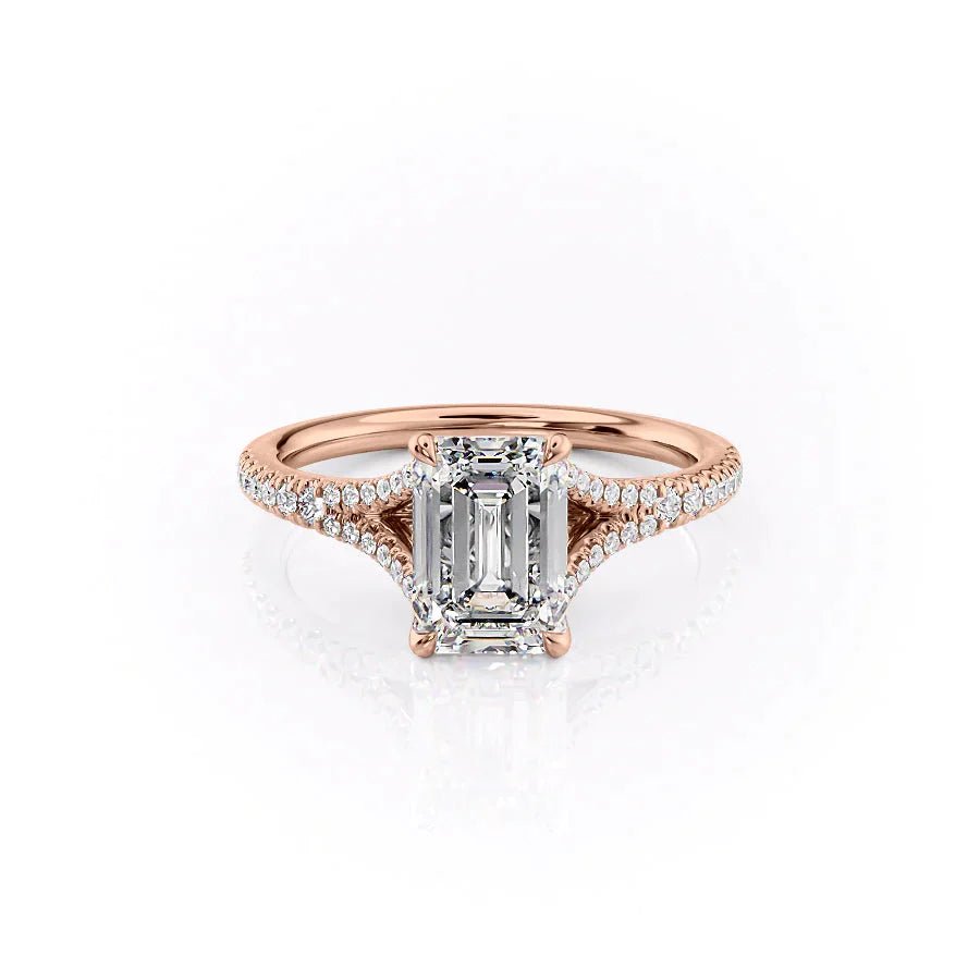 The Jade Set  With A 1.5 Carat Emerald 18K Rose Gold Moissanite