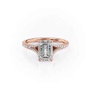The Jade Set  With A 1.5 Carat Emerald 18K Rose Gold Moissanite