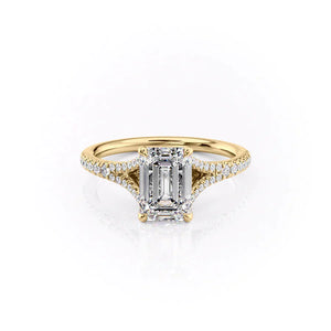 The Jade Set  With A 4.5 Carat Emerald 18K Yellow Gold Moissanite