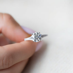 The Jade Set  With A 3 Carat Round 14K White Gold Moissanite