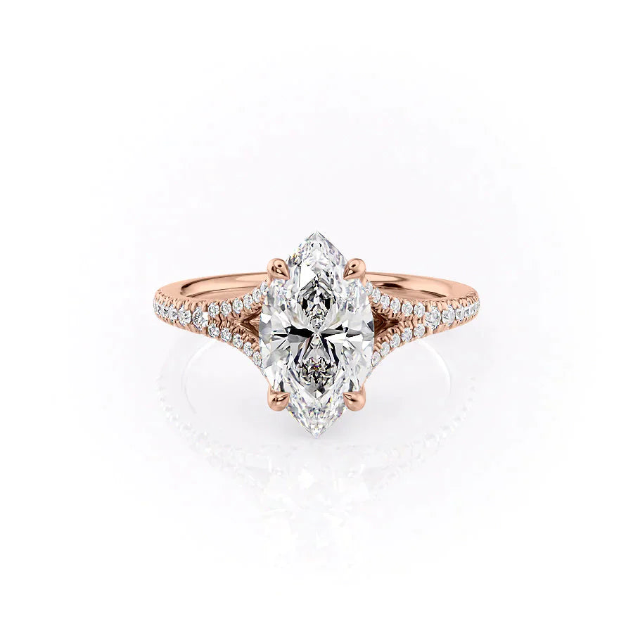 The Jade Set With A 1.5 Carat Marquise 14K Rose Gold Lab Diamond