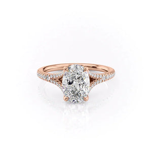 The Jade Set With A 2.5 Carat Oval 14K Rose Gold Lab Diamond