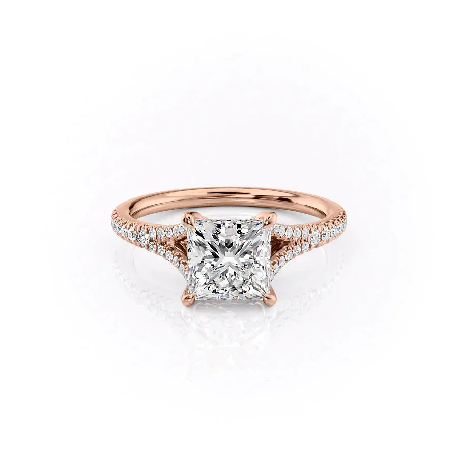 The Jade Set With A 1.5 Carat Princess 14K Rose Gold Lab Diamond